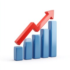 3D graphic of rising bar graph