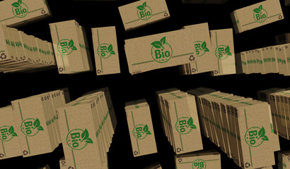 Bio organic box pack 3d illustration