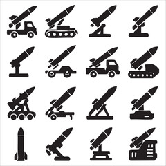 Modern Military Weapon Silhouettes Set