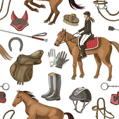 Horse riding seamless pattern vector
