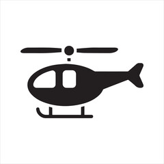 Helicopter Silhouette Icon Vector for Air Transport and Aviation Designs