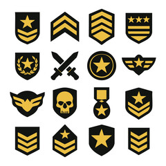 Military Ranks and Emblems Yellow & Black Set