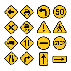 Traffic and Road Signs Icon Collection