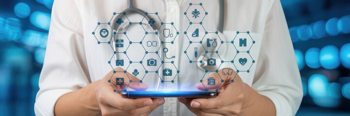 Medical technology displayed on a digital tablet.