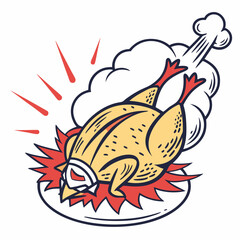 Fried chicken vector silhouette illustration isolated on white background