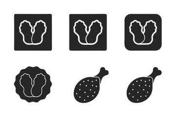 set of Fried chicken icon  vector silhouette illustration isolated on white background