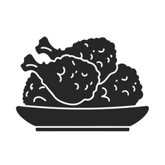 Fried chicken icon  vector silhouette illustration isolated on white background