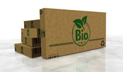 Bio organic box pack 3d illustration