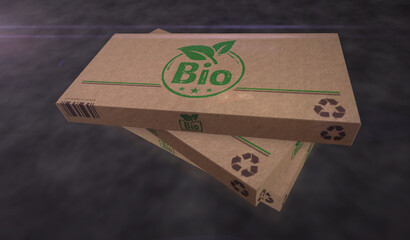 Bio organic box pack 3d illustration