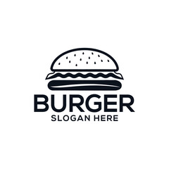 Burger silhouette logo vector line art logo design