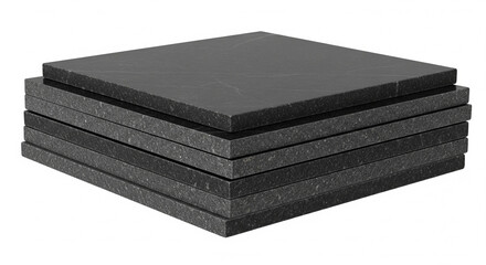 Stack of elegant dark gray stone tiles, showcases minimalist design,texture, and geometric shapes.