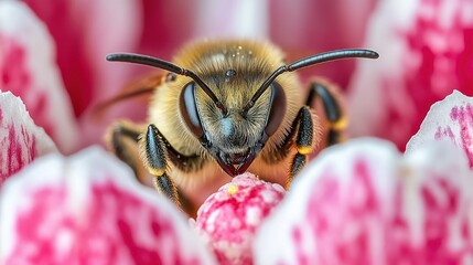 Close-up of bee on vibrant pink flower