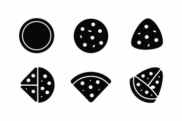 set of Chapati icon vector silhouette illustration isolated on white background