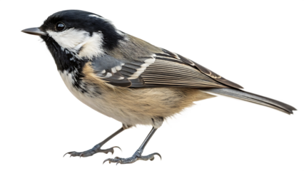 Coal tit  periparus ater  isolated on a white background PNG. AI GENERATED