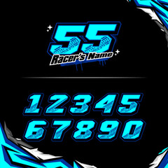 vector racing numbers for drag motorbikes and cars	