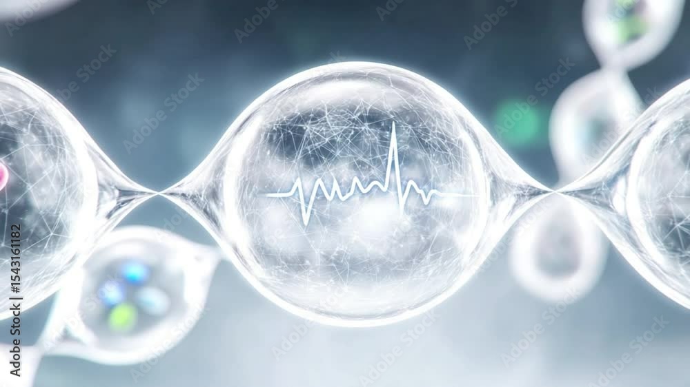 Poster dna strand and heartbeat: a visually stunning representation of the intertwining of biology and life