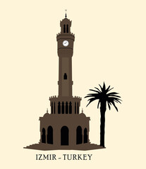 Turkey, izmir, konak. Clock Tower, landmark Turkey of Izmir city, travel icon