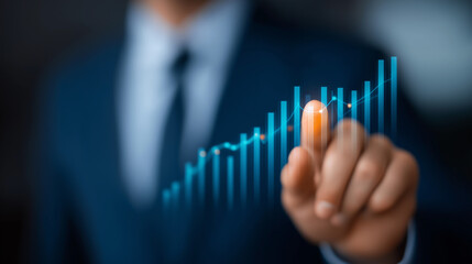 Businessman Analyzing Economic Growth Charts and Business Strategies