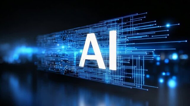 Artificial intelligence logo appearing on futuristic circuit board