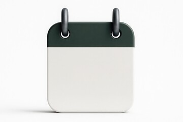 Blank Calendar Icon with Dark Green Top and White Bottom on White Background for Scheduling and Appointment Management
