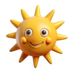 Funny sun in 3D rendering on a white background