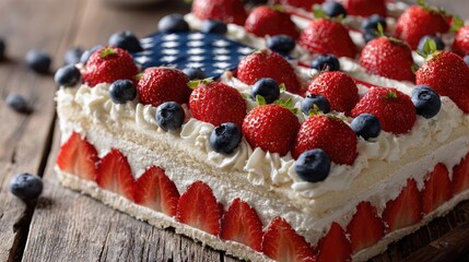 A homemade fruit shortcake with a flag design is a perfect treat for Independence Day.