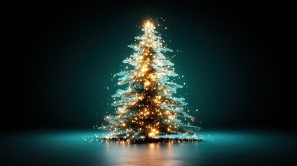 A beautifully lit Christmas tree with sparkling lights contrasts against a dark background, evoking feelings of joy and festive spirit during the holiday season.