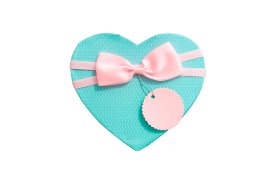 heart-shaped green gift box on a white background