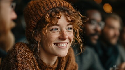 Multiracial Young Adults Sharing Phrasebooks over Coffee with Laughter Bubbles for Social App