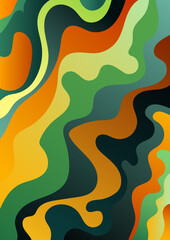 Abstract background with smooth lines in green-orange color scheme