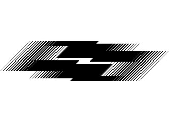 Vector black spot on white background. Striped pattern of thin lines on car body  boat, sportswear, toy. Modern vector background. Design element