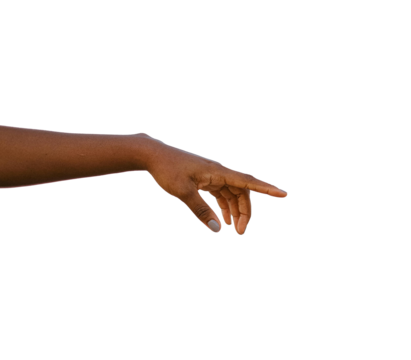 man extending his hand, hand on white background, pointing with hand, man pointing with finger