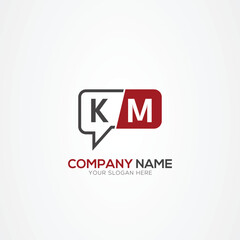 Letter KM MK tech logo, chat design, communication, robot logo design Vector