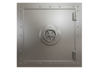 Concept of Financial Security with a Closed Bank Vault. Cut Out, Clipping Path on Transparent Background.