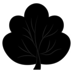 Lush bush. Curved branches and stocky trunk. Silhouette. Vector illustration. Isolated white background. Cartoon. Idea for web design.