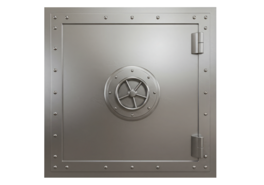 Concept of Financial Security with a Closed Bank Vault. Cut Out, Clipping Path on Transparent Background. - Powered by Adobe