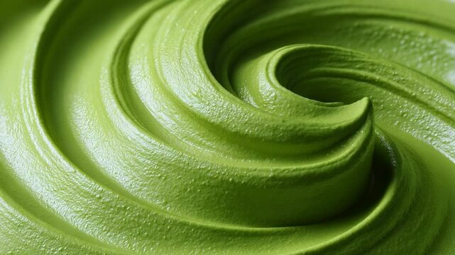 Matcha cream rotating slowly in minimalist style