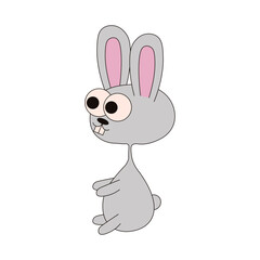 Cute bunny isolated transparent. Whimsical bunny vector illustration. Ideal kids art room design child sticker. EPS 10