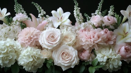 Elegant arrangement of blush pink and white flowers