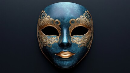 Elegant teal masquerade mask with gold accents