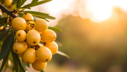 Sunlit Landscape with Tree and Yellow Berries