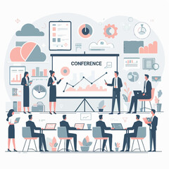 Professional Business Seminar Vector – Office Presentation Scene


