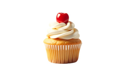 Veg cupcake with cherry on top isolated transparent background

