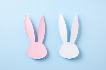 Bunny Nose. Paper Rabbit Ears, Nose and Paws in Colorful Art Background