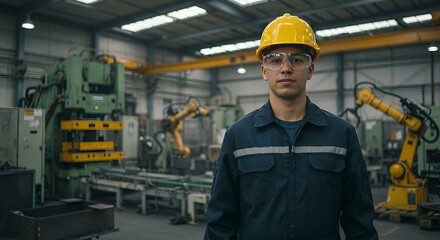 Young Male Industrial Worker in a Factory Setting