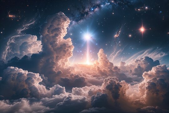 Stunning Ethereal Cloud Formations in a Mystical Galactic Dreamscape with Breathtaking Supernova Visuals for Cosmic Exploration