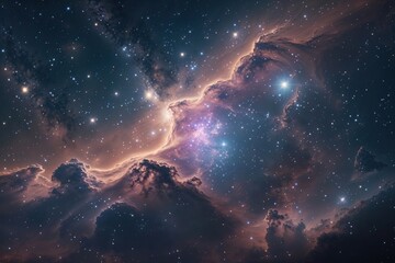 Obraz premium Stunning Luminous Nebula with Cosmic Mystique in Starry Night Sky for Interstellar Adventure