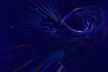 Colorful Vortex of Particles in Abstract Digital Motion