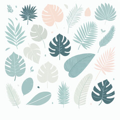 Fototapeta premium Vector Collection of Tropical Leaves and Jungle Plants