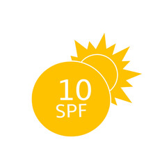 Sun protection for skin. UVA UVB sunscreen protection. SPF icon for or skin cosmetics packaging. Vector
